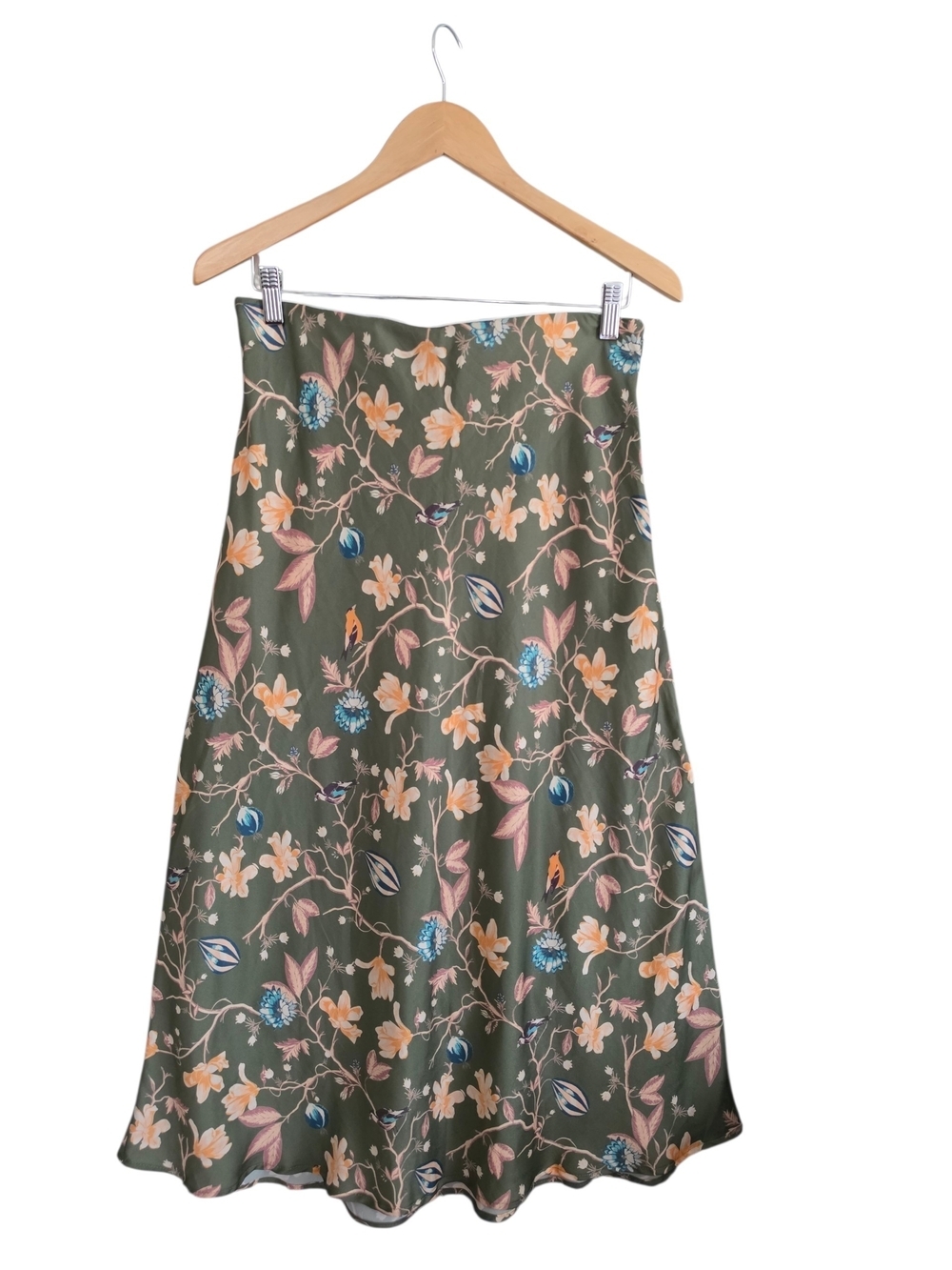 Urban Outfitters Olive Green Floral A-Line Skirt